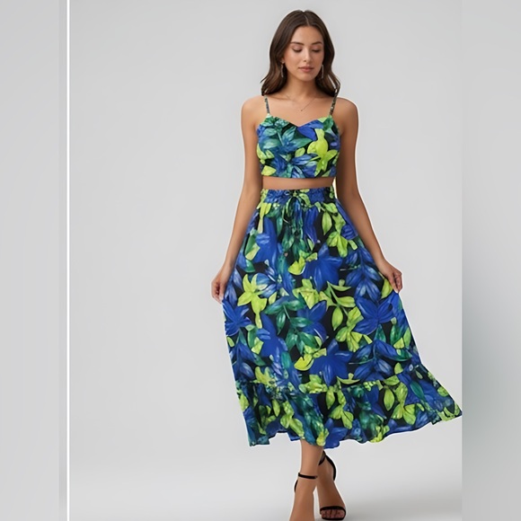 Bahama Tropical Print Cami Top & Ruffle Hem Skirt - Picture 3 of 10